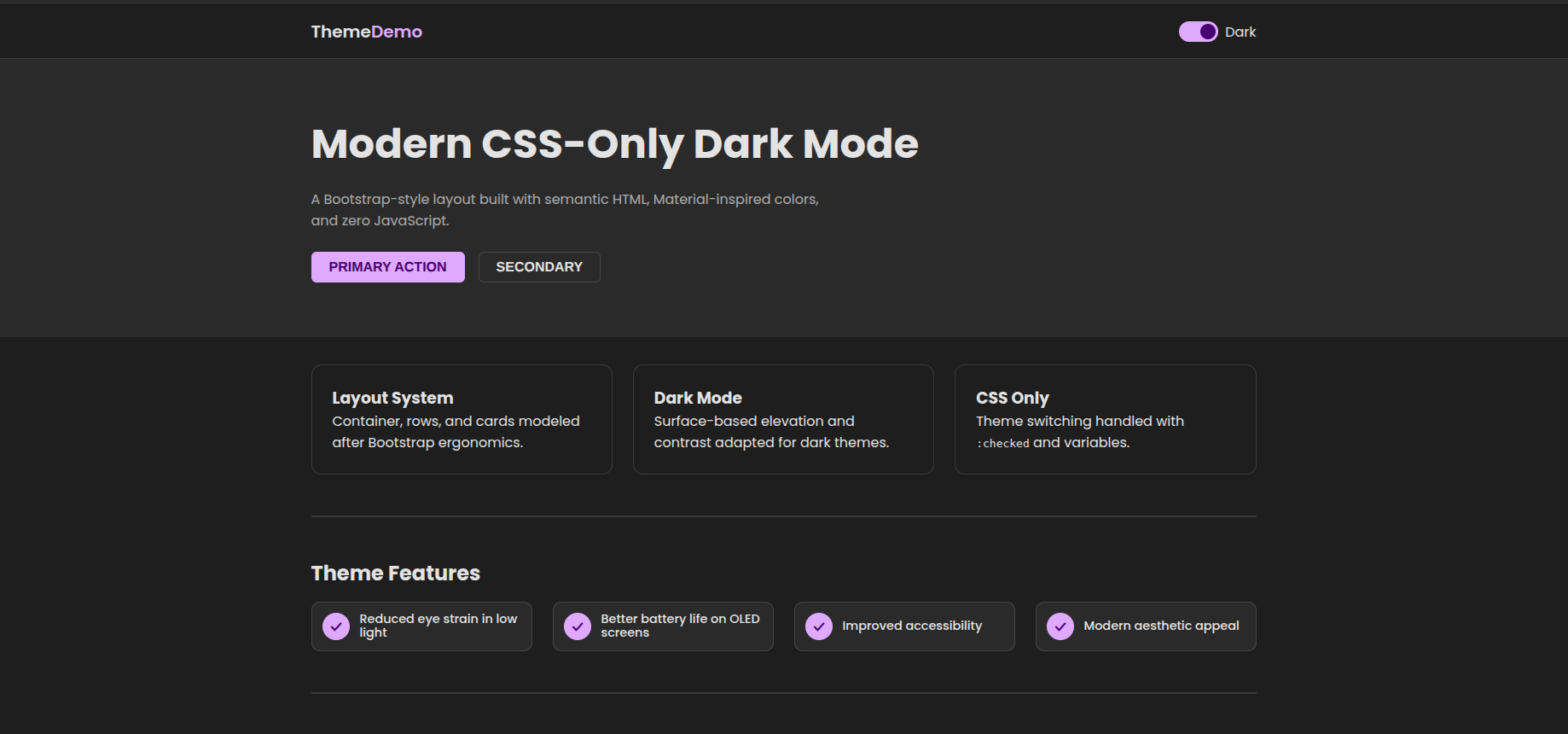 Dark Theme preview